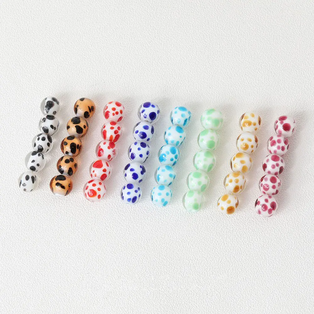 6PCS Glass Speckle Beads Personalized Septal Bead for Jewelry Making Bracelet DIY Hand-made Beaded Accessories 10mm