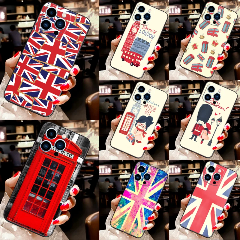 Telephone Box London Union Jack Case For iPhone 16 15 14 11 Pro Max 12 13 Mini X XS Max XR Plus Silicone Cover Coque