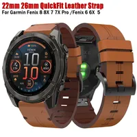 22 26mm QuickFit Leather Strap For Garmin Fenix 8 8X 7 7X Pro 6 6X plus 5 X 3HR/Enduro2/Epix Gen 2/Instinct 2X 965 Band Bracelet