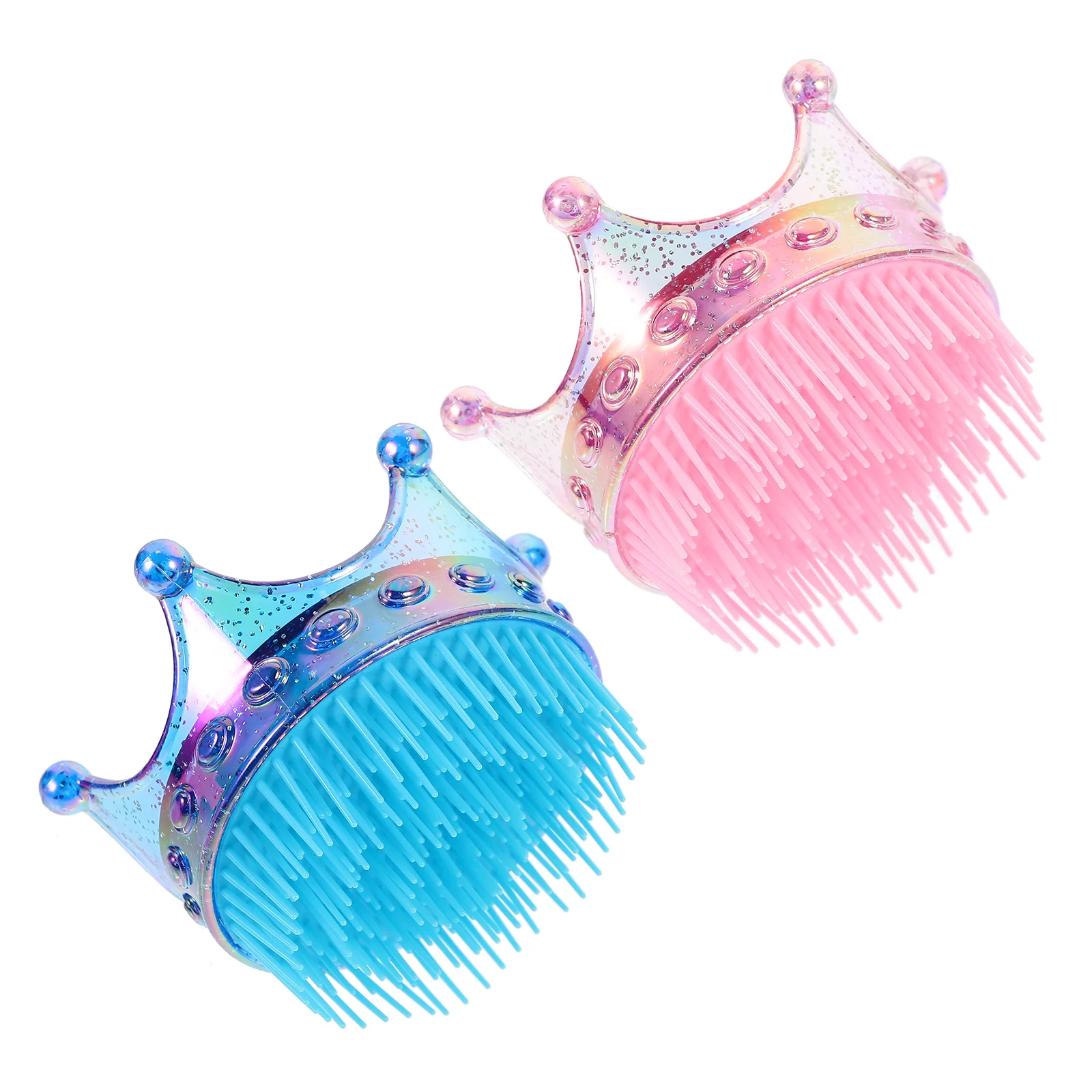 

2 Pcs Children's Hair Comb Kids Brush Crown for Baby Girls Glitter Gift