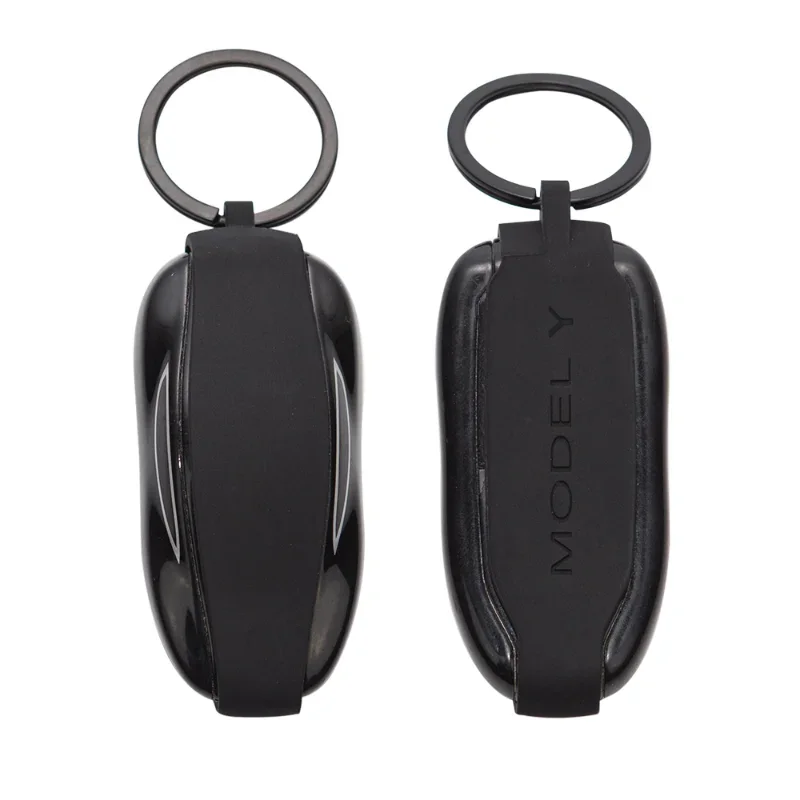 Car Key Fob Case Silicone Cover for Tesla Model 3 Y S X Bikini with Metal Keychain Holder Anti Scratch Soft Shell Accessories