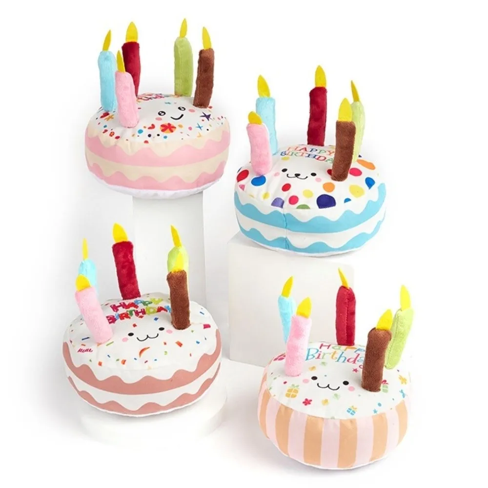 Neues Geburtstagskuchen-Hundespielzeug, bissfest, interaktives Soundspielzeug, 16 cm, Welpen-Zahnungsspielzeug, gefüllte Kuchenpuppe, Haustierbedarf