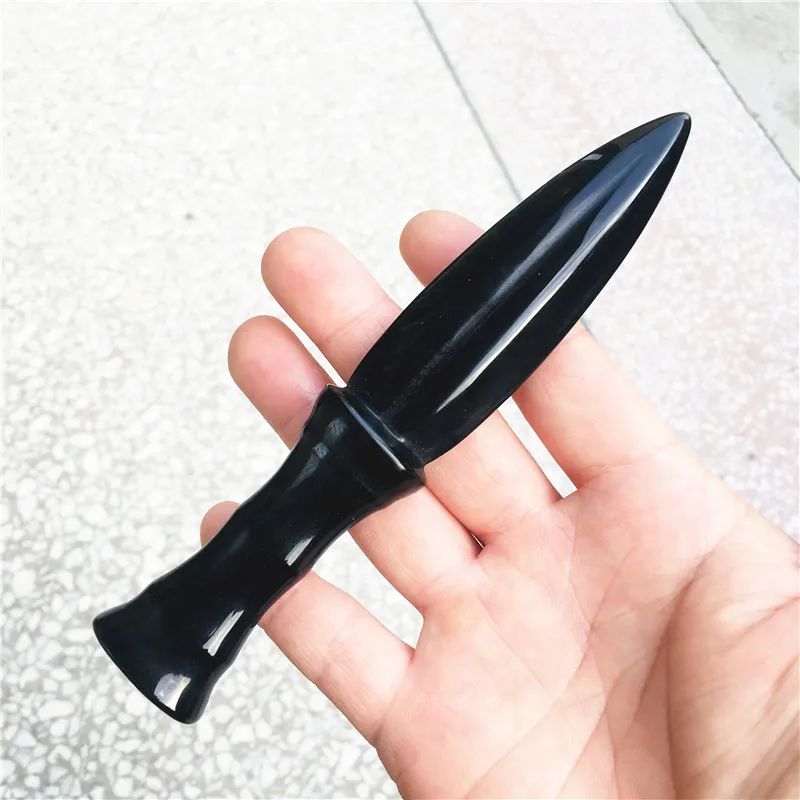 Natürlicher Obsidian Heilkristall Schutzstein Handgefertigtes Messer Männergeschenke Magischer Talisman Schwert Hexenzubehör Dekoration – Detail 2