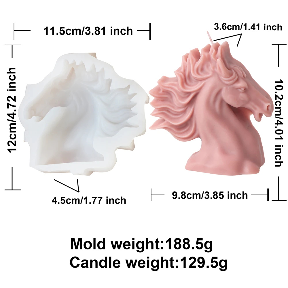 3D Creative Animal Silicone Candle Molds Horsehead Statue Design Plaster Wax Resin Soap Making DIY Craft Gypsum Mould Home Decor