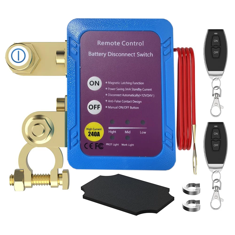 12V 240A Batterie-Trennschalter für Auto Ferngesteuerter Batterie-Unterbrechungsschalter Diebstahlschutz Automatischer Batterie-Ausschalter für Wohnmobile