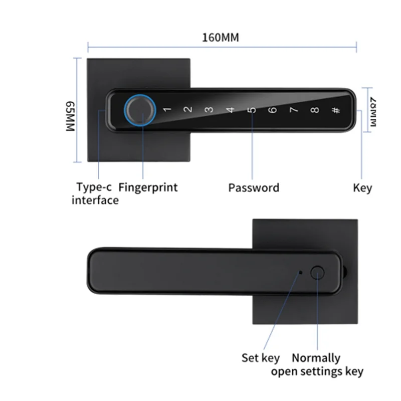 Biometrisches Fingerabdruck-Smart-Home-Türschloss, Passwort, elektronisches digitales Schloss, Steuerung, Silber (C), langlebig, einfache Installation