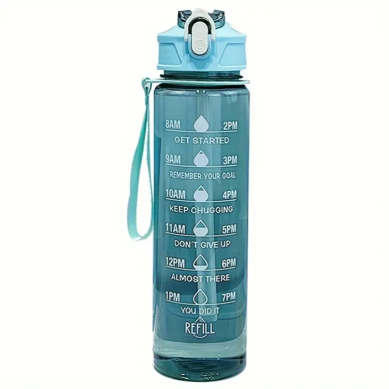 800 ml/27 oz Sportwasserflasche mit großem Fassungsvermögen, auslaufsicherer Kunststoff-Trinkbecher mit Zeitskala, geeignet für Reisen, Fitness, Sport