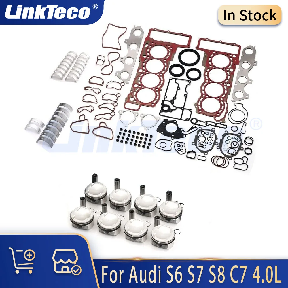 

Engine Parts Full Gasket Set Main Rod Bearing Piston Kit Fit 4.0 L Gas For Audi S6 S7 S8 RS6 RS7 C7 4.0L V8 TFSI CRD CWU CTF DDT