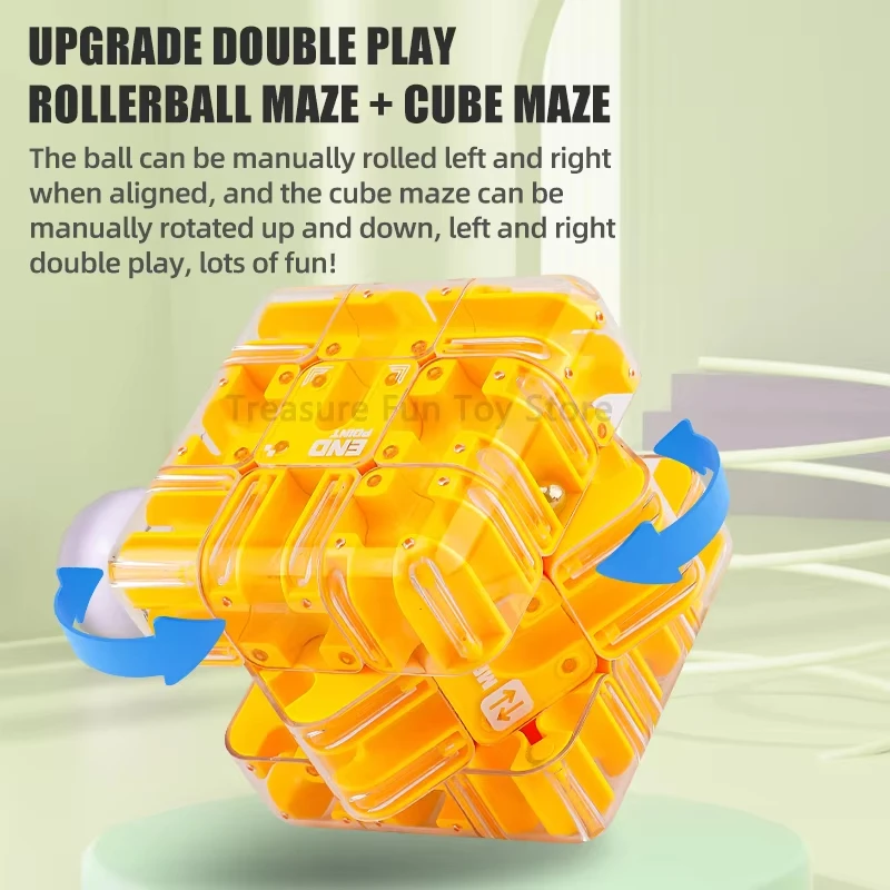 3D迷路ローリングボールパズルキューブ、透明な論理的思考玩具、子供と大人のための教育的頭脳ゲーム、ストレス解消ゲーム