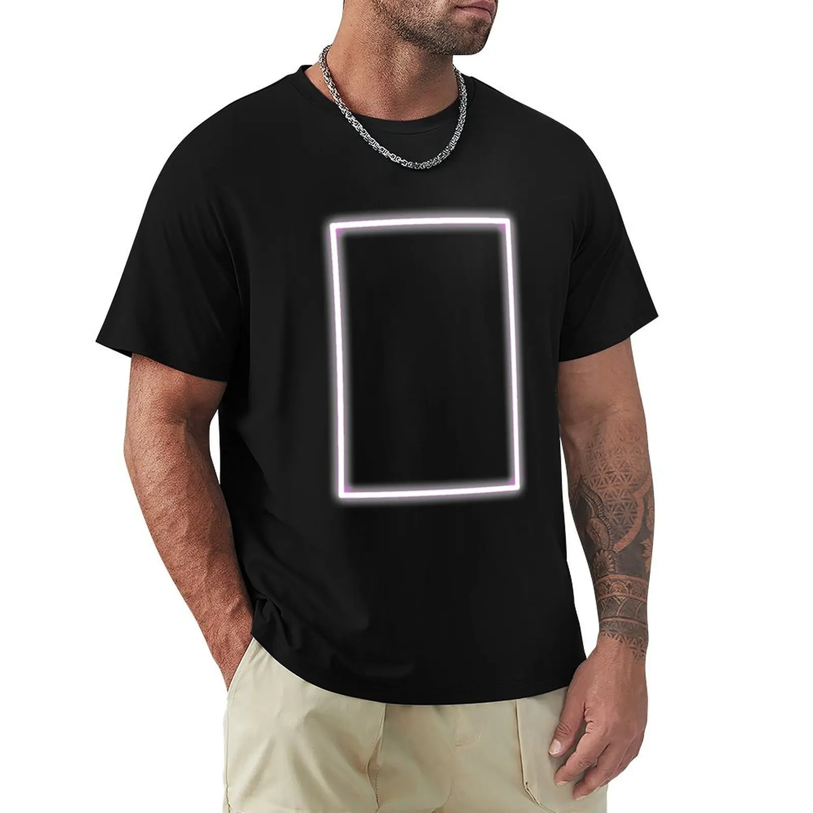 

Pink Glowing Neon Rectangle T-Shirt sublime clothes cotton man t-shirts black t-shirts for men