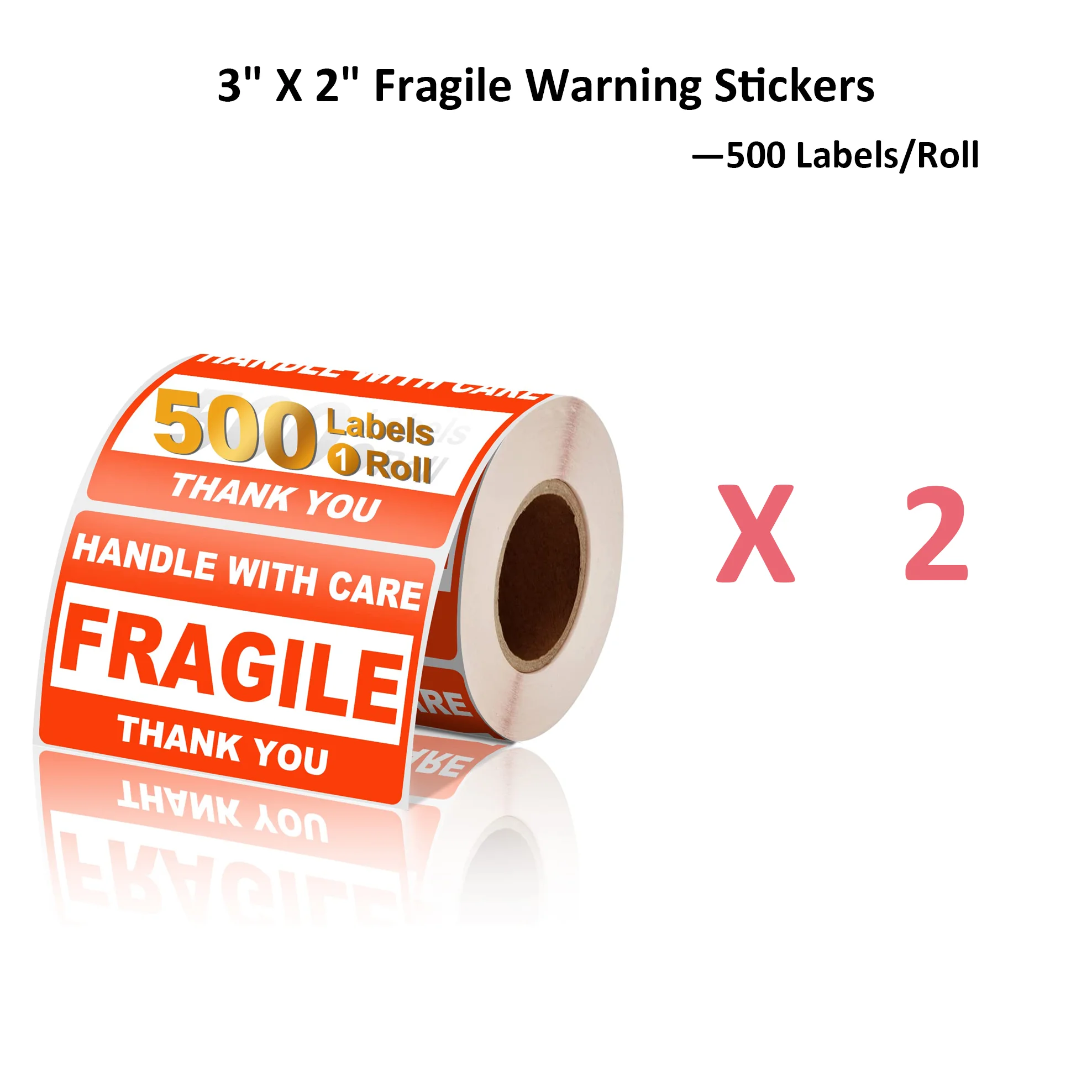 3" X 2"Fragile Red Safety Adhesive Handle With Care Warning Tapes DIY Sticker Goods Package Accessories Glass Products Porcelain