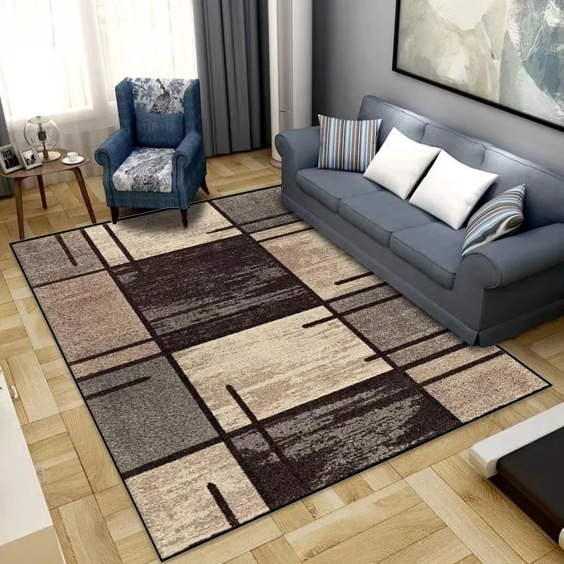 Ins Chinese Modern Washable Non-slip Geometry Carpet Decoration Home Lounge Plain Colour Large Rug Coffee Tables Mat Tapis