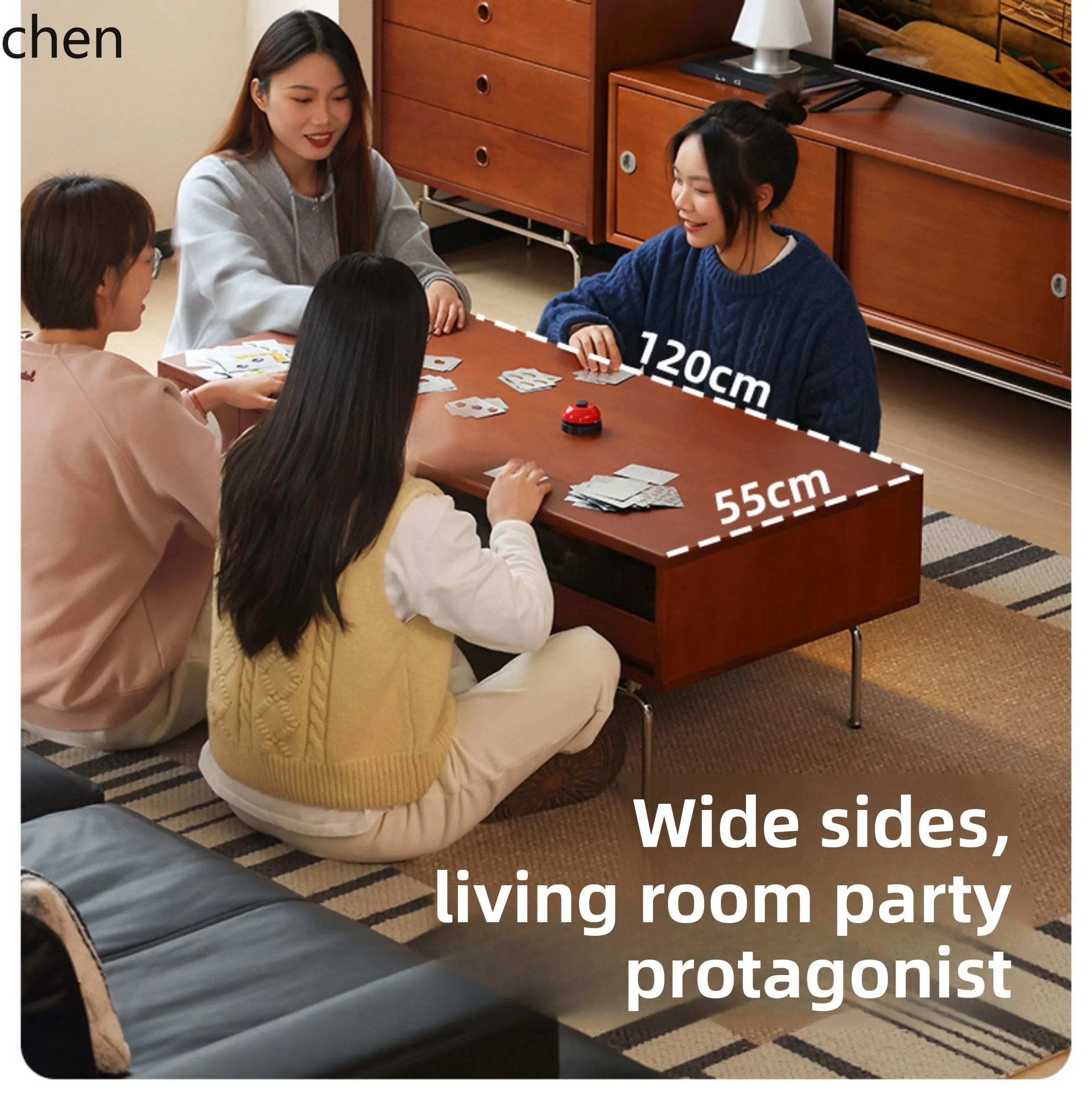 H5.26 retro solid wood coffee table small apartment living room simple stainless steel medieval tea table