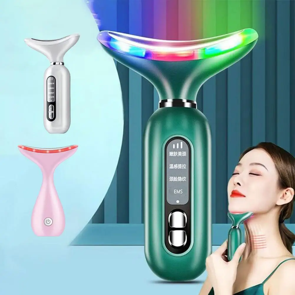 Masajeador de cola de delfín para rejuvenecimiento de la piel, dispositivo de belleza Facial, estiramiento del cuello y cara, Led, 3 colores