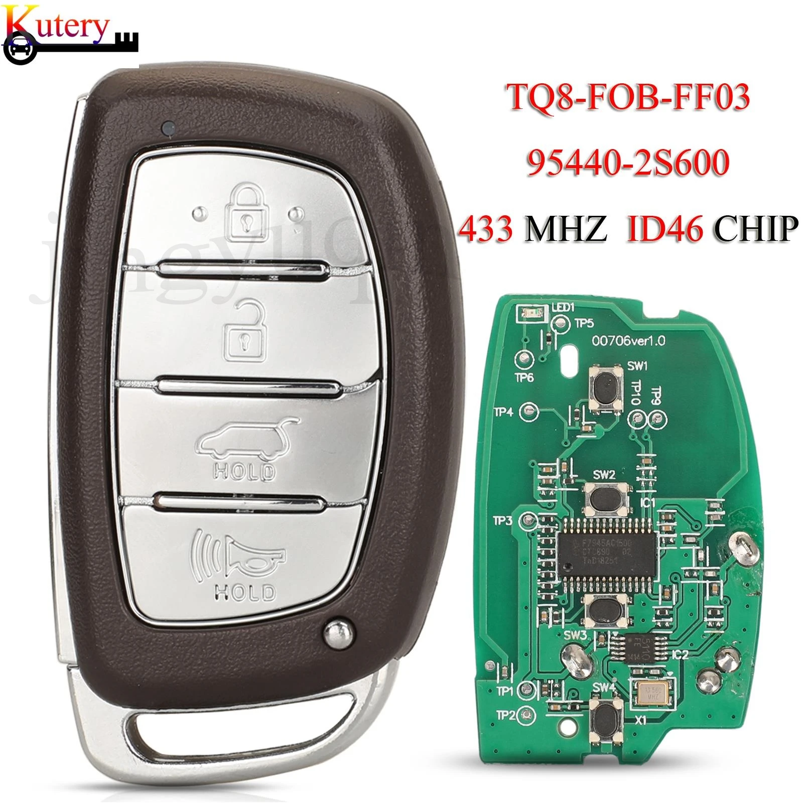 

jingyuqin 95440-2S600 TQ8-FOB-FF03 Remote Smart Car Key For Hyundai Tucson IX35 433MHZ ID46-PCF7953A Chip 4Buttons FSK Keyless