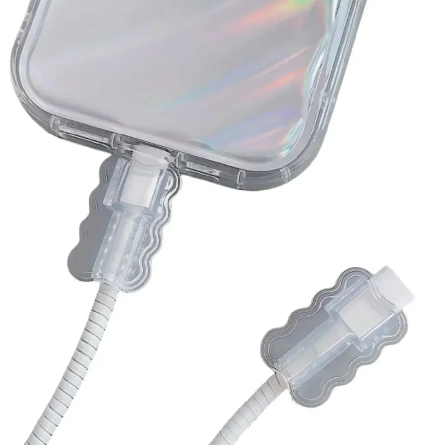 5Pcs Transparent Data Cable Protector Double Layered Waves Wear-resistant Cord Saver Anti-Breakage Fall Prevention