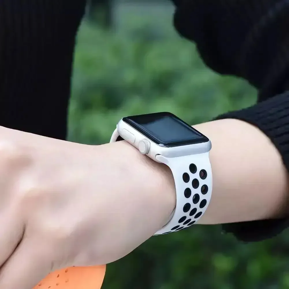 حزام رياضي لساعة أبل 46 ملم 45 ملم 40 ملم 42-38-41 ملم 44 ملم سوار قابل للتنفس iWatch Series 10 8 9 7 6 SE 5 3 Ultra 2 49 ملم