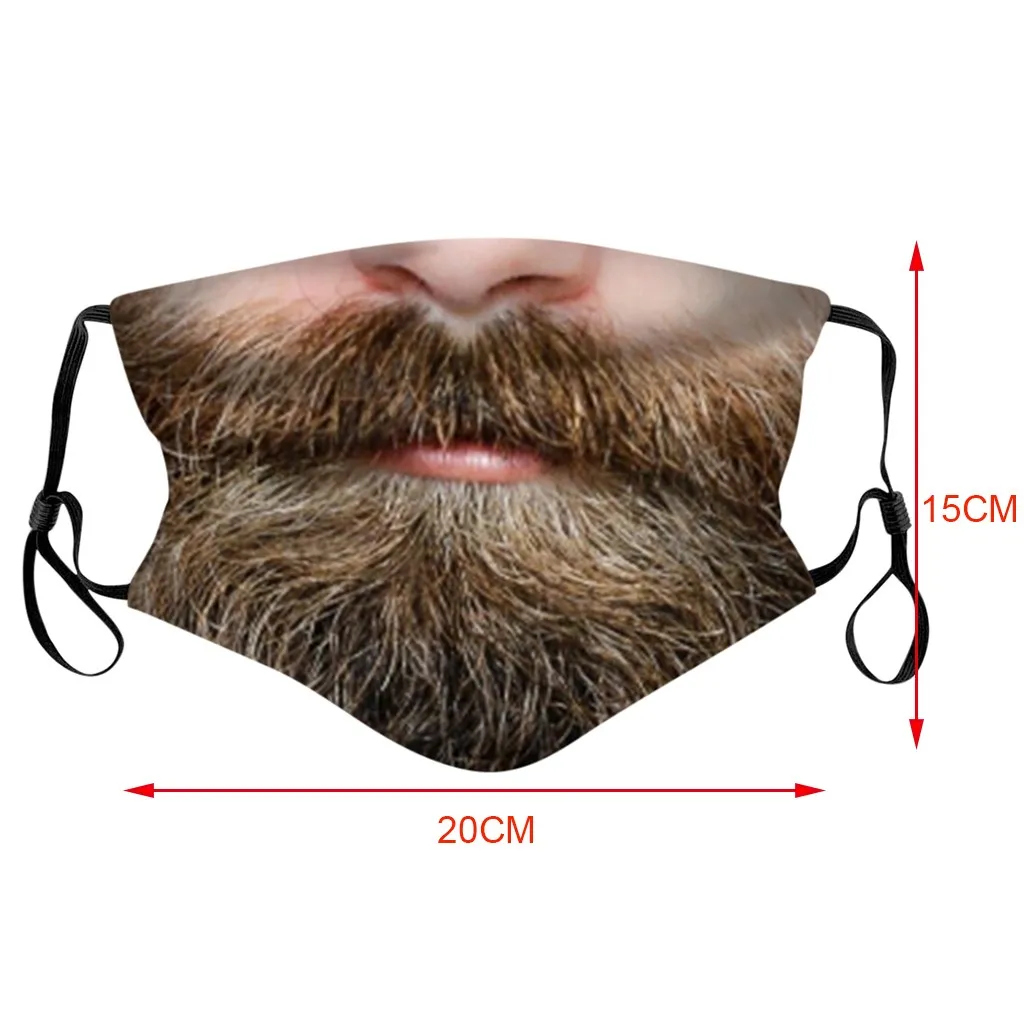 Unisex Printed Masks Funny Masks Creative Simulation Beard Fun Party Personality Reusable Funny Face Printed Face Mask