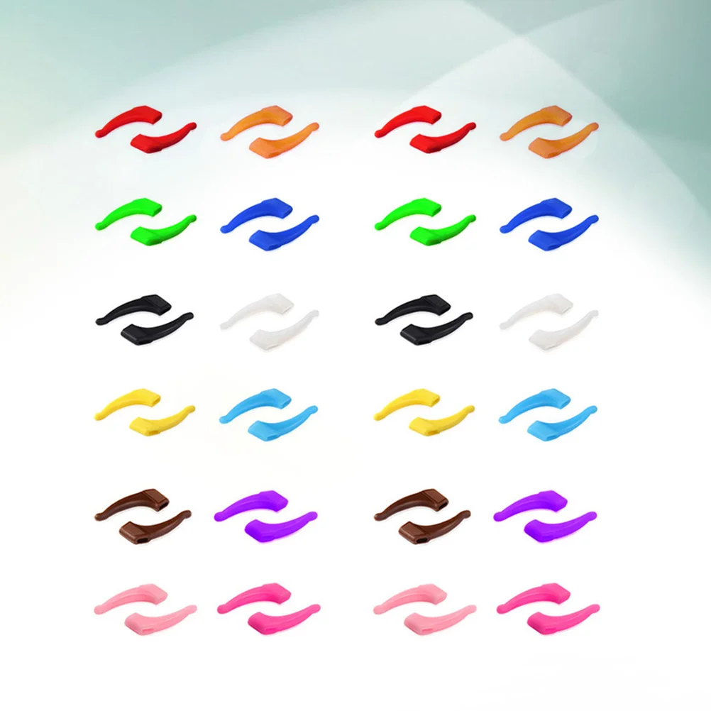 24 Pair Antiskid Eyeglass Ear Pads Silicone Eyeglasses Non-slip Hook Aunglasses