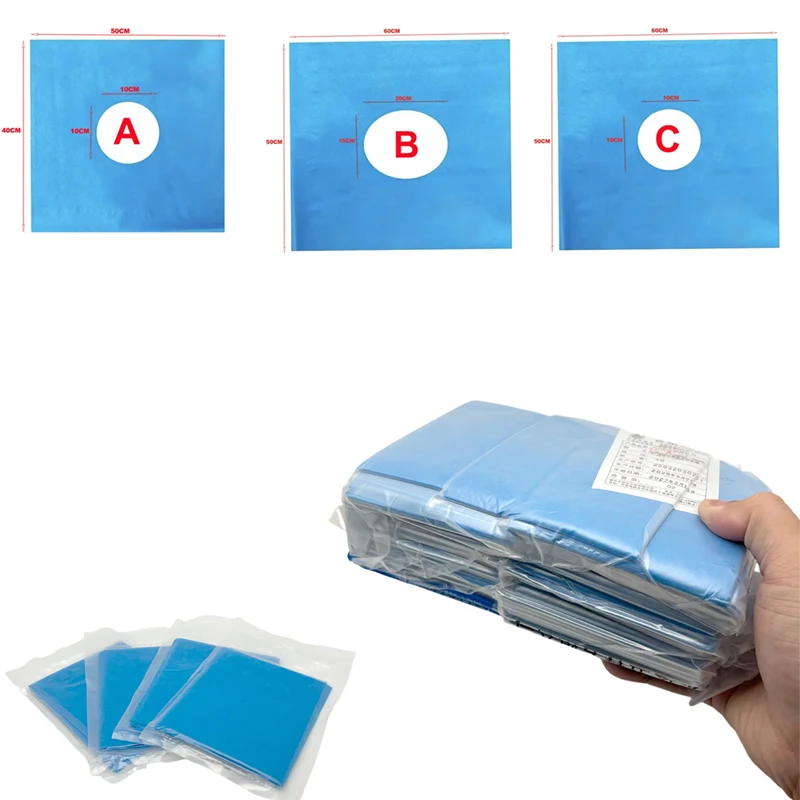 

Nonwoven Disposable Surgical Drapes Hole Cover Sterile Dental Operating Room Towel Blue Individual Packaging