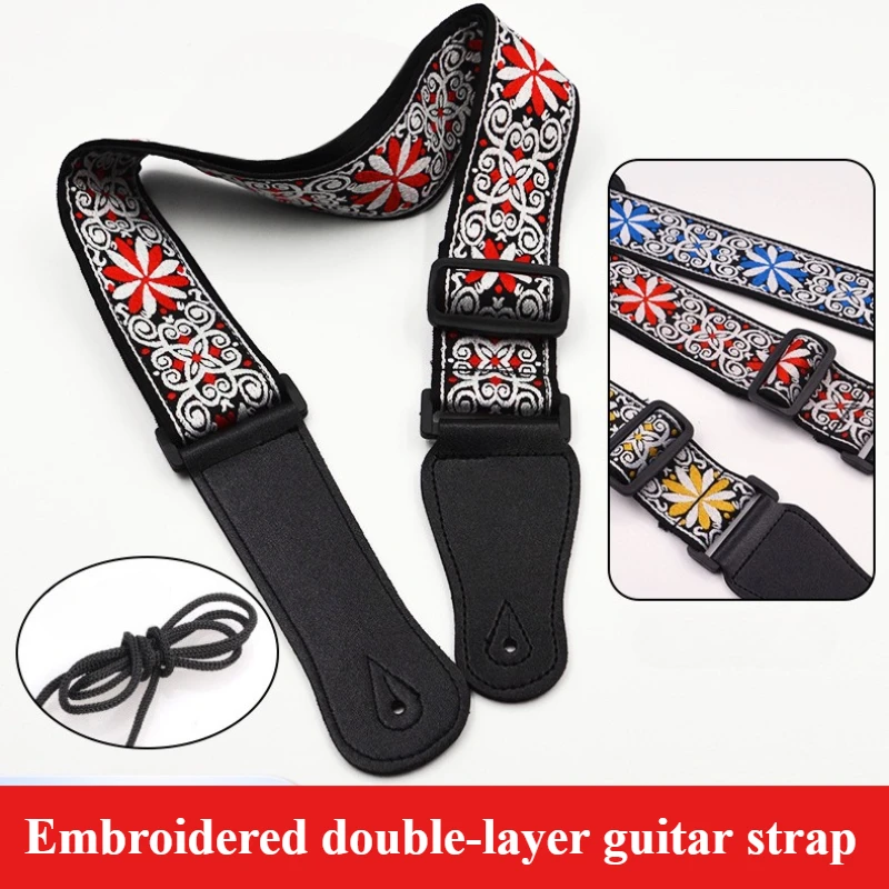 

Guitar strap, embroidery, universal for men and women for acoustic guitars, electric guitar straps, folk guitars, basses