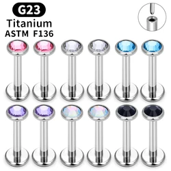 10PCS F136 G23 Titanium Labret Lip Ring Piercing Stud Earrings Ear Tragus Cartilage Helix Conch Pierc Jewelry 16G CZ Push Pin