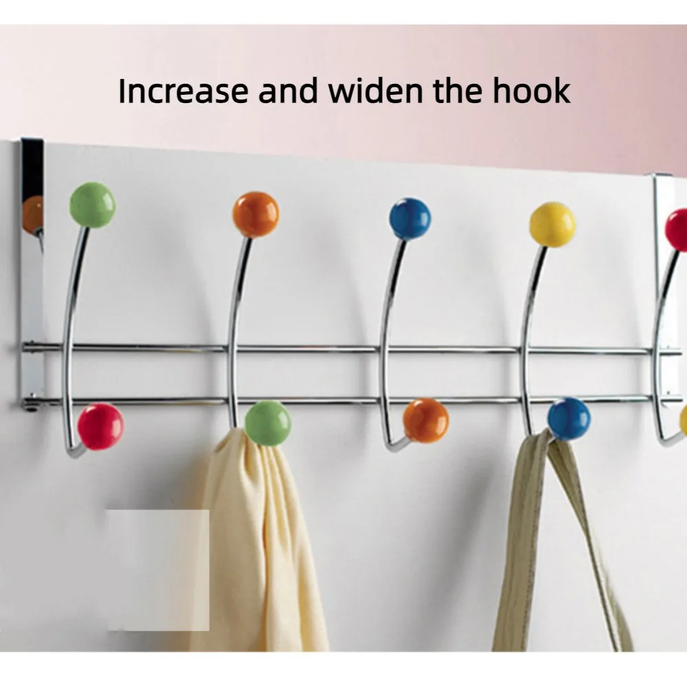 Door Back Type Rack With 5 Bead Hooks Over Door Hanger For Clothes Hanging Behind the Door Coat and Hat Storage Hanger