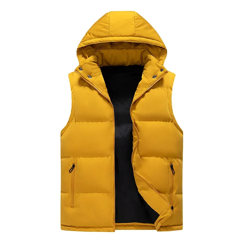 Gilet con cappuccio di marca da uomo gilet casual giacca imbottita senza maniche coppie cappello staccabile capispalla tasche con cerniera piumini da uomo