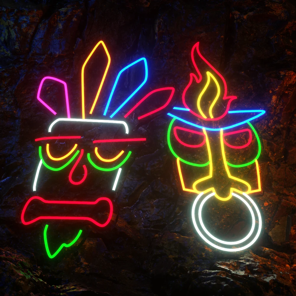 Imagem -04 - Liarabo-tiki Neon Sign Lâmpada de Parede Led Night Light Decoração do Quarto Native Tiki Quarto Decor Totem Líder Neon Sign Cloud Lamp