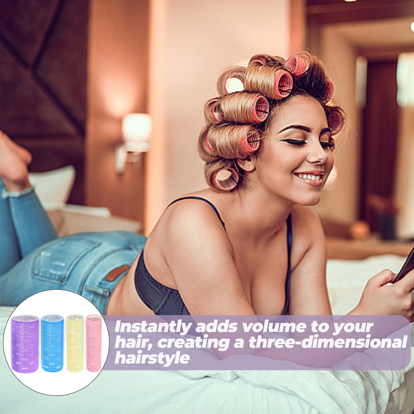 

4Pcs Self Grip Hair Curlers Rollers for and Natural Hairstyles Home Salon Use Hair Roller Bangs Rollers