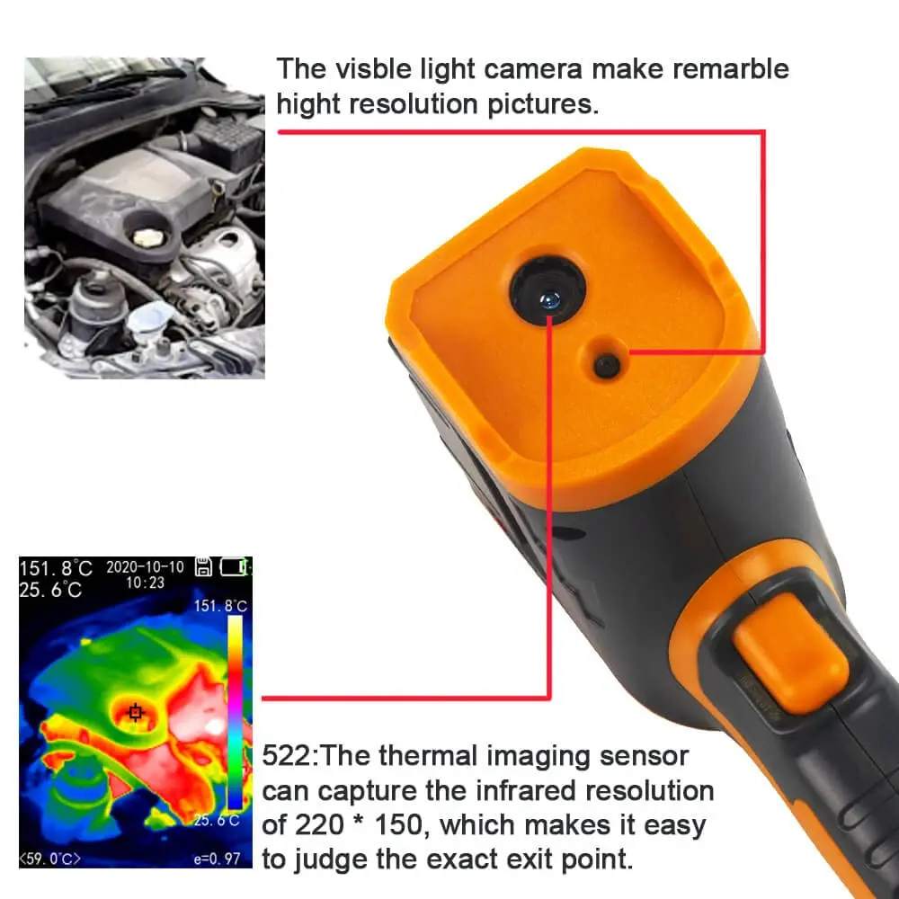 Noyafa Thermal Imaging Camera 200x150 Resolution Handheld Infrared Thermal Imager for Pipeline Heating Leak Automotive Inspect