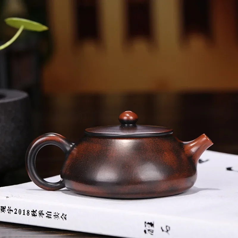 120ml Yixing Purple Clay Stone Scoop Teapot Master Handmade Ball Hole Filter Kettle Customized Tea Infuser Chinese Zisha Tea Set