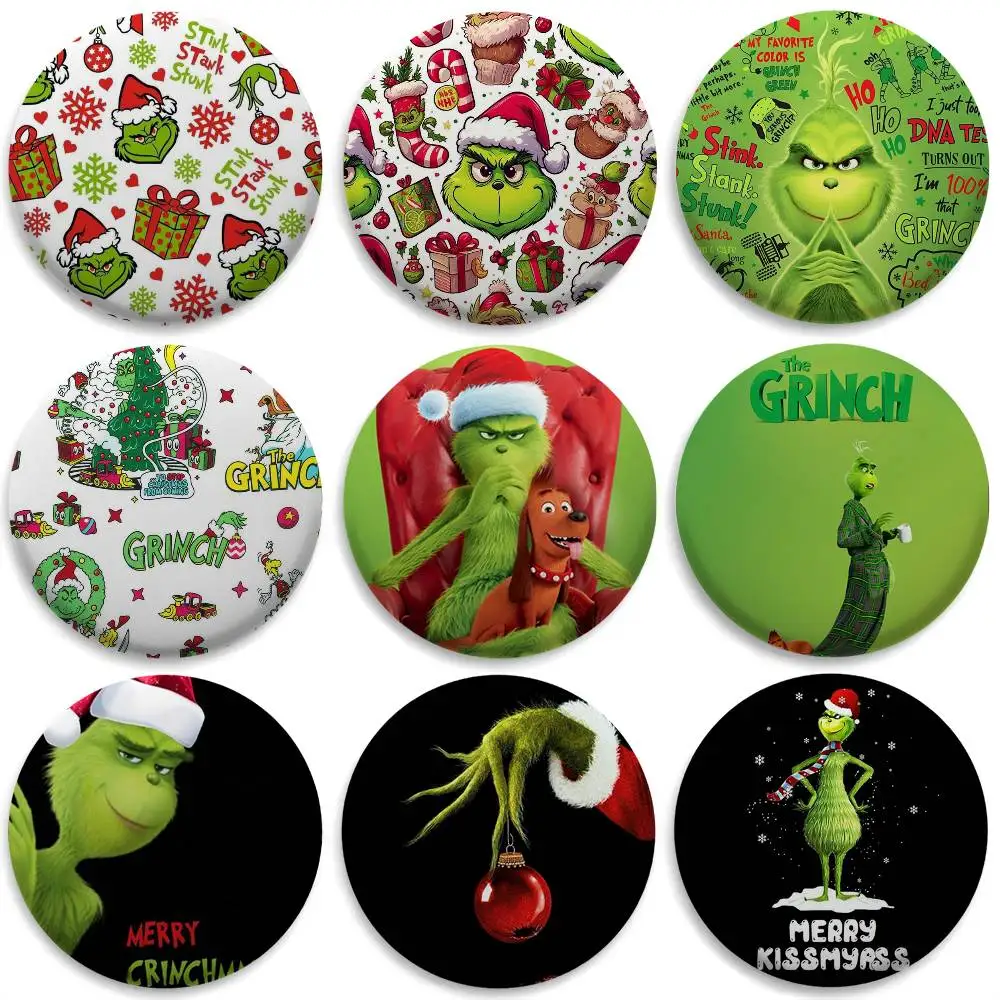 

G-Grinchs Stole Christmas Badges Round Exquisite Badge Brooches Creative Pins For Clothes Hat Backpack Gift Accessories