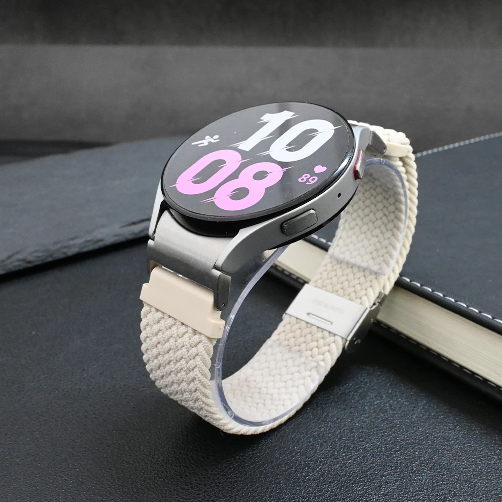 سوار رياضي من النايلون لساعة سامسونج جالاكسي ، تناسب سريع ، كلاسيكي ، FE ، 4 ، 5 ، 6 ، 7 ، 44 ، 40 ، 47 ، 43 ، 45 برو ، 5 برو ، 45 أو