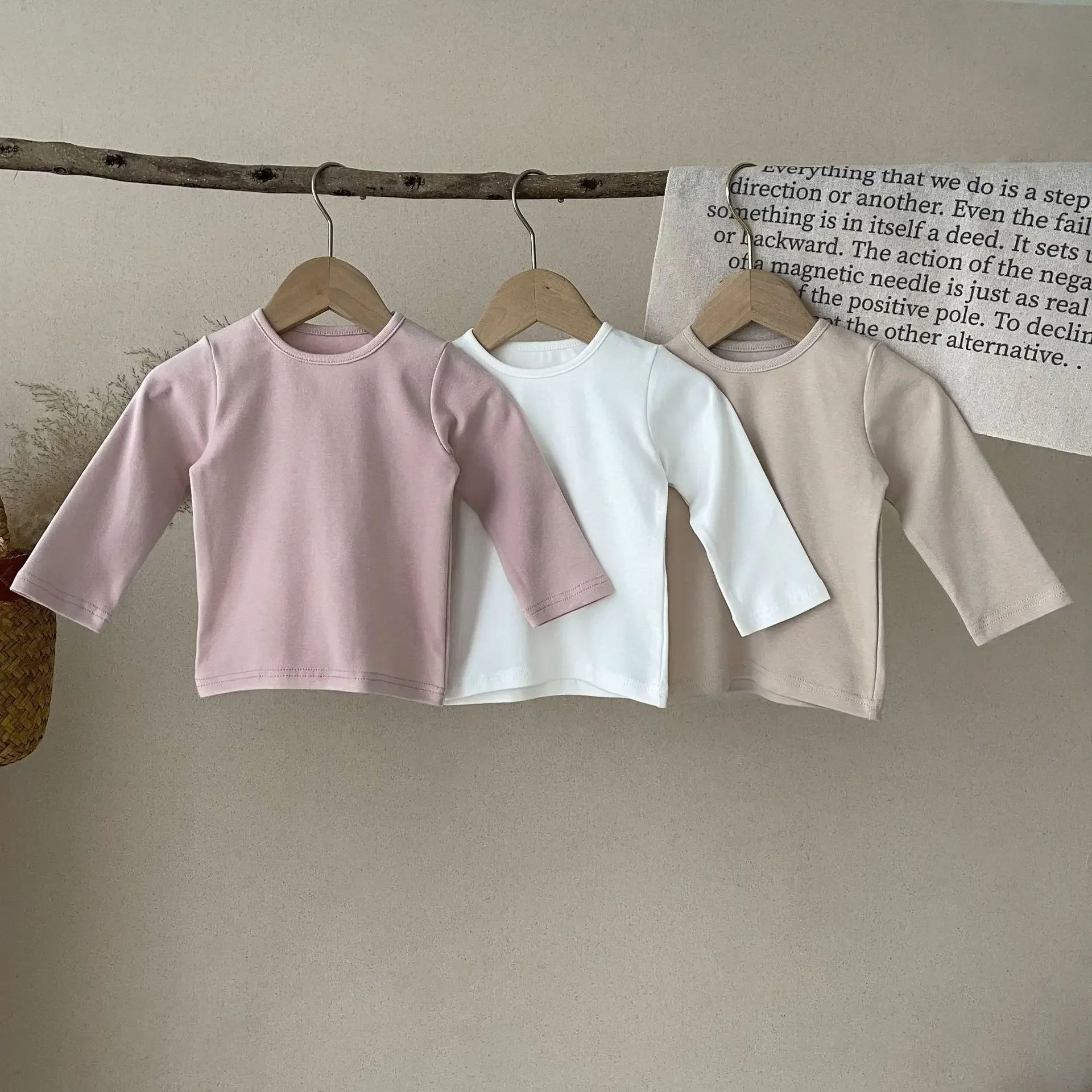 New Long Sleeve Underlay Shirt Children's Round Neck T-shirt Spring and Autumn Thickened Long Underlay