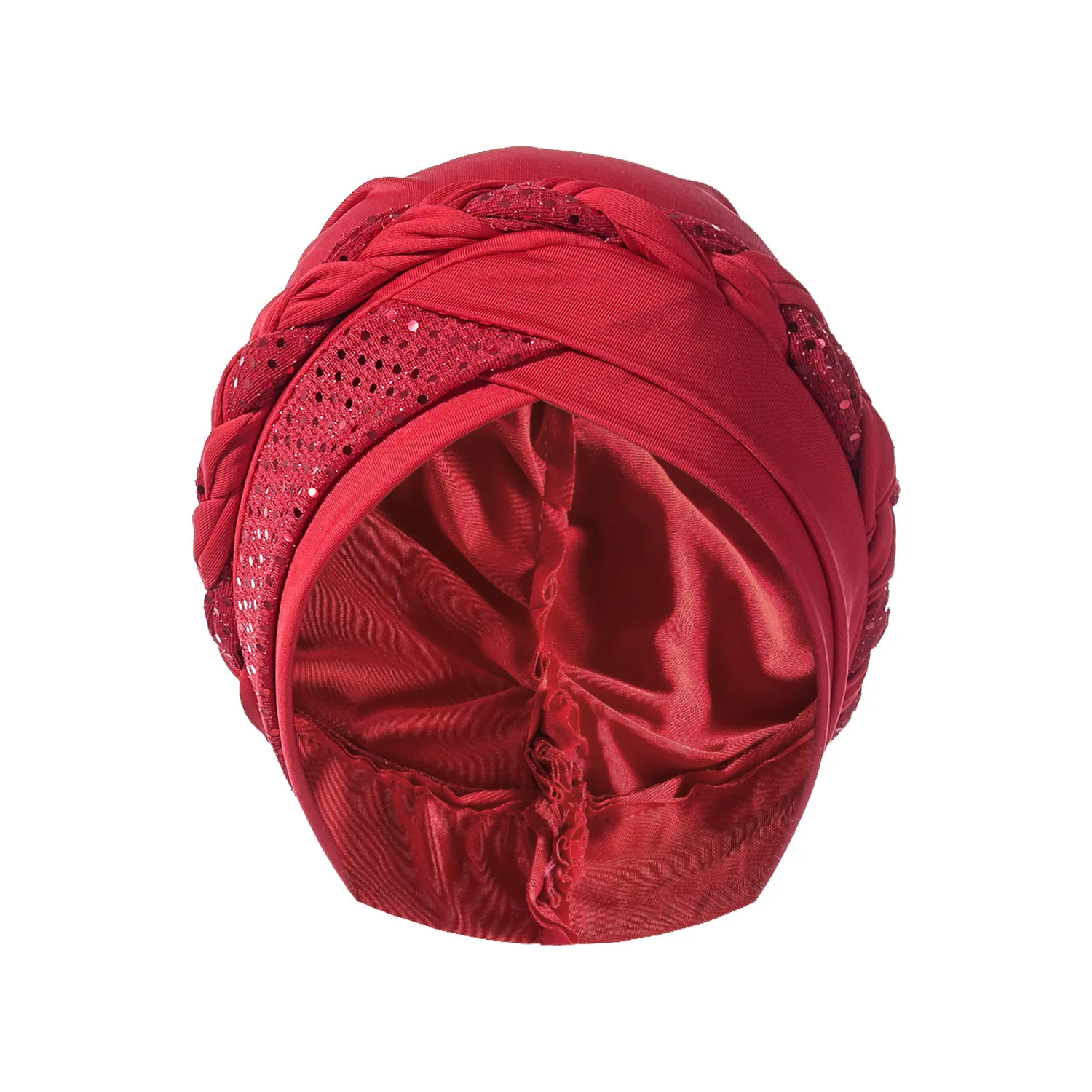 

2025 Sequins Braid African Female Head Wrap Wedding Bonnet Nigeria Already Made Headtie Turban Cap for Women Auto Gele Headgear