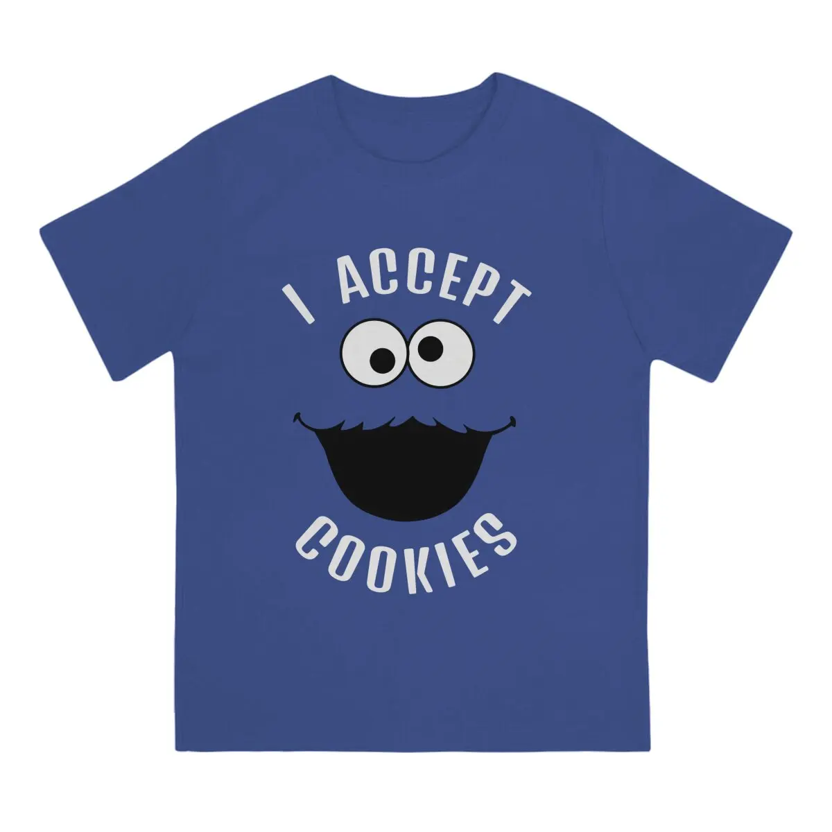 Cool I Accept T-Shirts Men Crewneck Pure Cotton T Shirts Cookie Monsters Face Short Sleeve Tee Shirt Gift Idea Tops