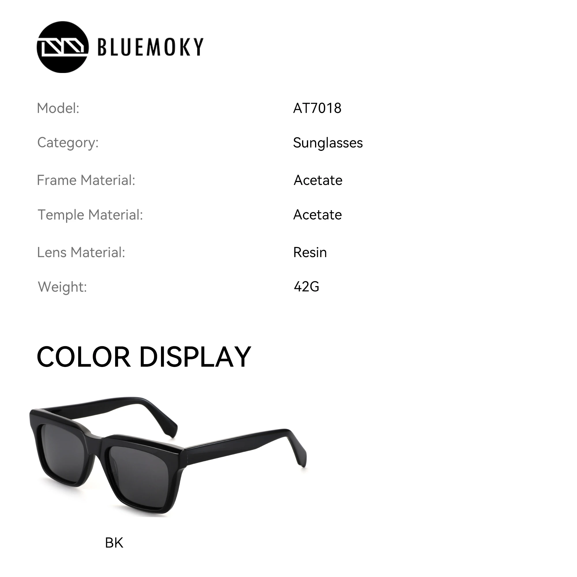BLUEMOKY M Size Fashion Acetate Prescription Sun Glasses For Men Rectangle Polarized Optical Sunglasses UV400 Protection Shades