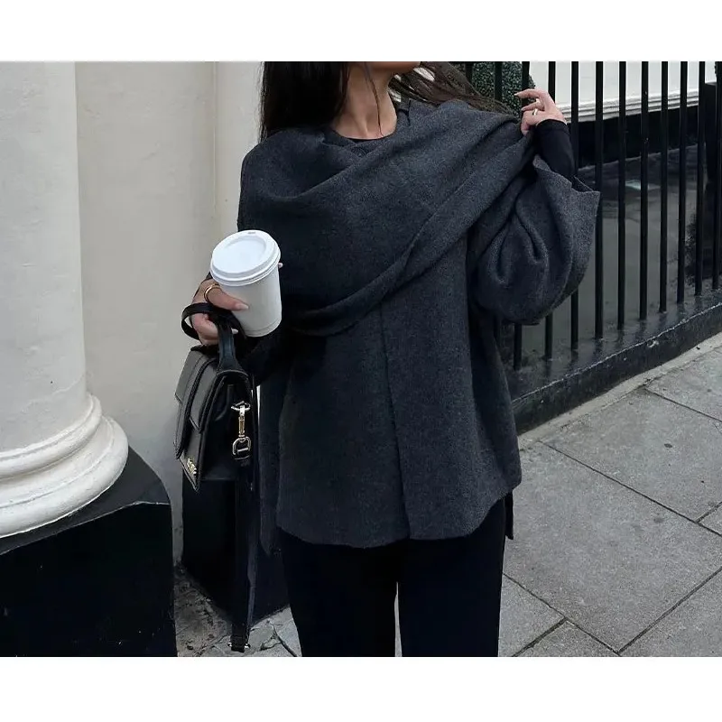 

ZEMOREXMZ Winter Coats for Women Asymmetric Scarf Demi-season Jacket for Women Parkas Long Sleeve Padded Coat Woman Jacket