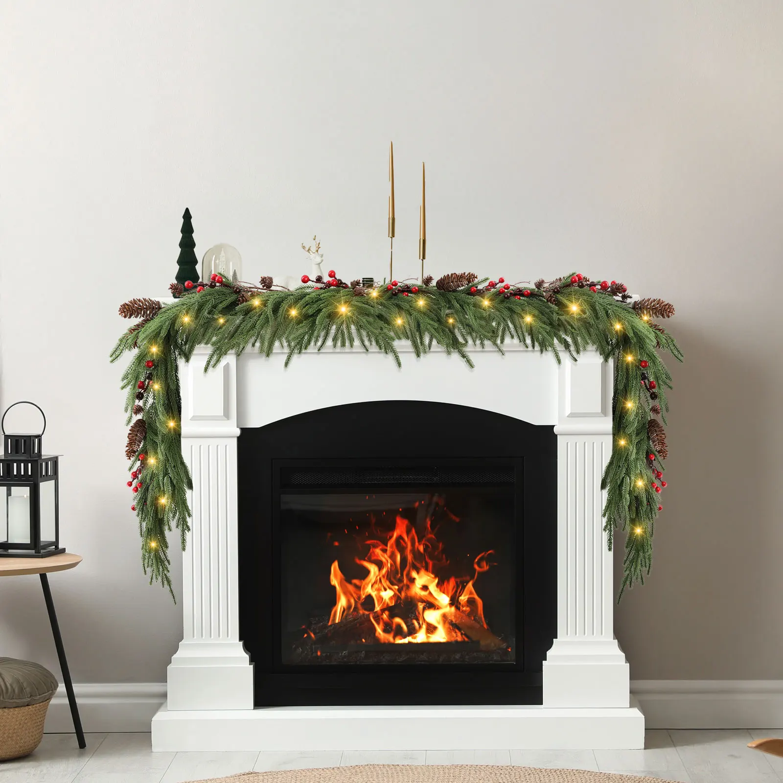 

Christmas Garland with LED Lights,9FT Artificial Real Tough Garland,100 LED Lights, Suitable for Fireplace, Wall, Staircase, Ind