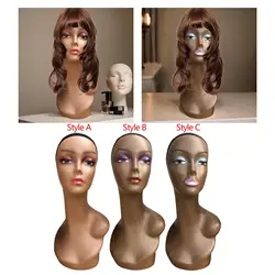 Woman Mannequin Head with Shoulder Accessory Lightweight Portable Styling Glasses Jewelry Display Stand for barber Personal Use