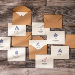 10PCS Graduation Season Greeting Card Birthday Gratitude Blessing Card Small Holiday Business Kraft Paper Message Card Envelope
