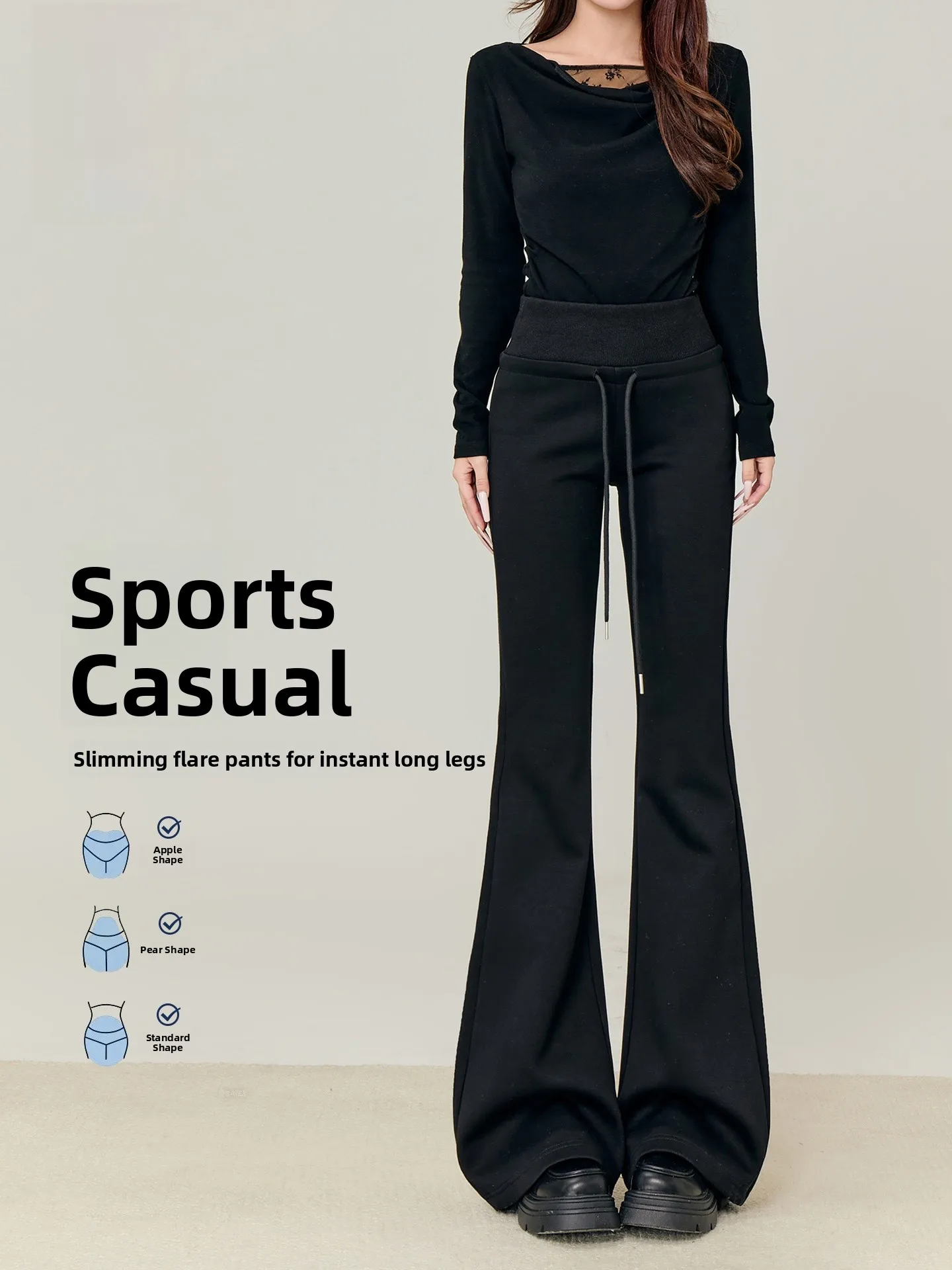 

Bla Micro Flare Sports Yoga Pants Women's Casual Slimming Leggings Low Waist Long Pants Polyester Cotton Spandex Blend