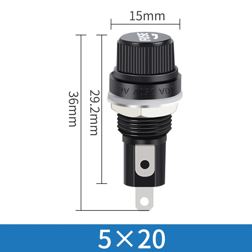 حامل فيوز حامل جبل جبل الهيكل. لوحة فيوز المقبس الصمامات الزجاجية حامل عالي الجودة 10A 10 قطعة فيوز أسود