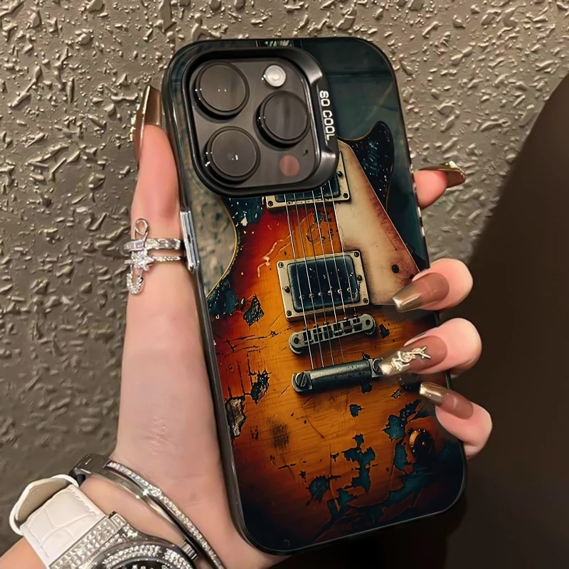 Worn Electric Guitar Pattern Phone Case For iPhone 17 Pro Max 16 15 13 12 11 14 17 Air 16E 17E XS Max XR X XS 7 8 Plus SE2 Cover