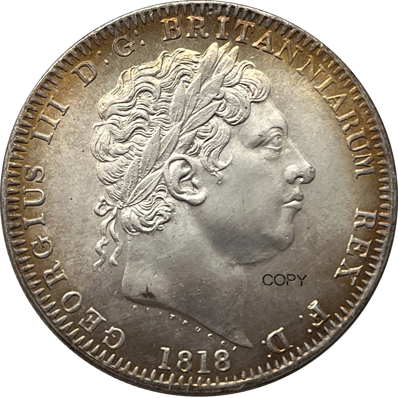 Британская 1818 1 одна корона Джорджа III, Великобритания, посеребренная памятная копия монеты