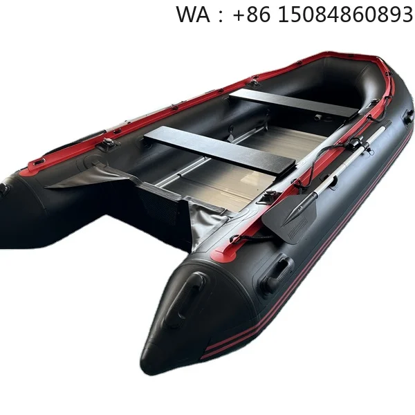 14ft 8-Person Aluminum Floor Inflatable Boat, Inflatable Keel Stable Power Component For Water Paddle Recreation