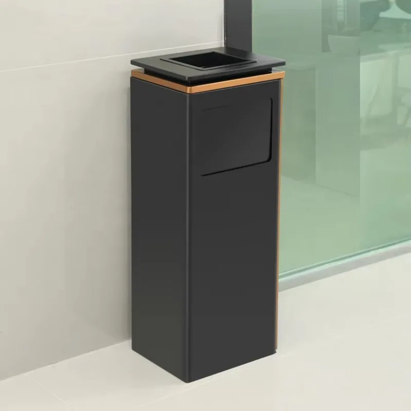 Luxury Outdoor Stainless Steel Ash Tray Commercial Garbage Metal Trash Can Recycle Rectangular Dustbin for Hotels Waste Bins