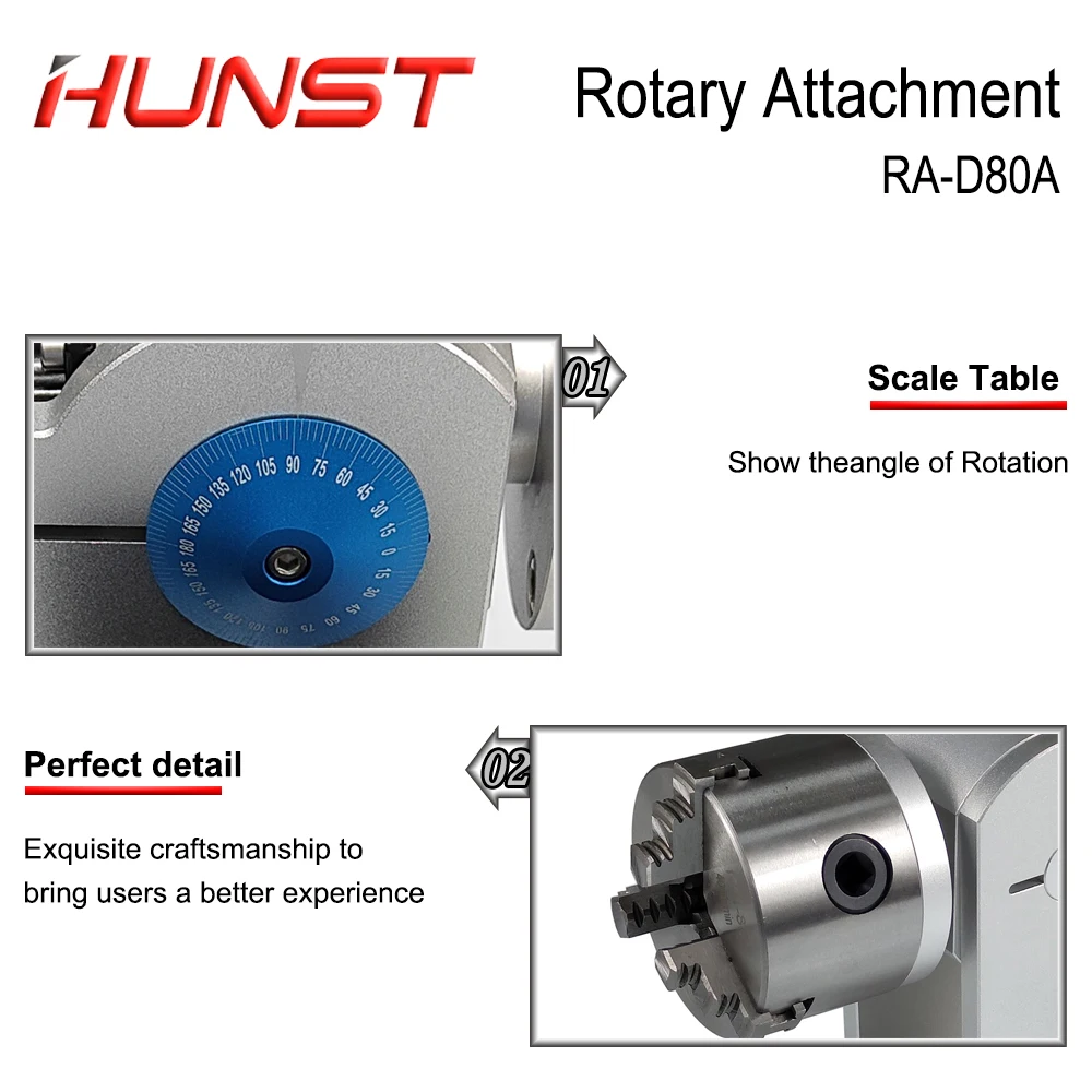 HUNST Rotary Attachment Diameter 80mm Device Fixture Gripper Three Chuck Rotary Worktable for Laser Marking Parts Machine