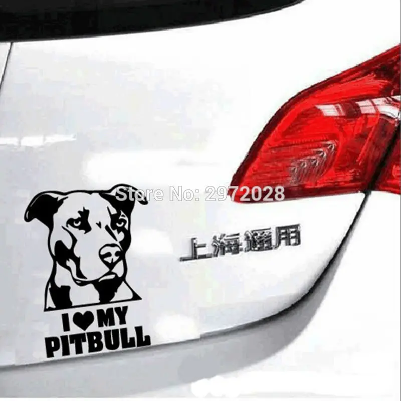 Newest Design I Love My Pitbull Reflective Creative Auto Decal Cartoon Car Sticker  Bumper Body Decal Creative Pattern Vinyl